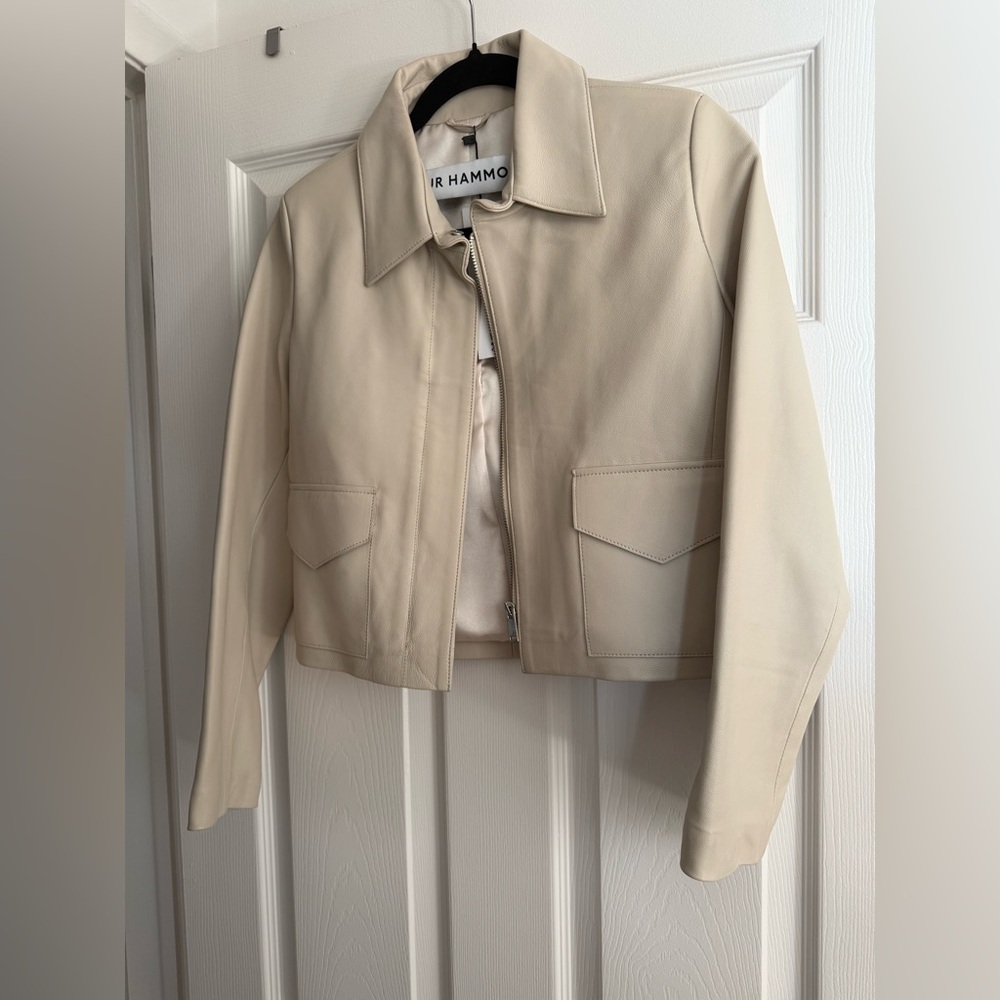 Nour Hammour bleeker cropped leather jacket